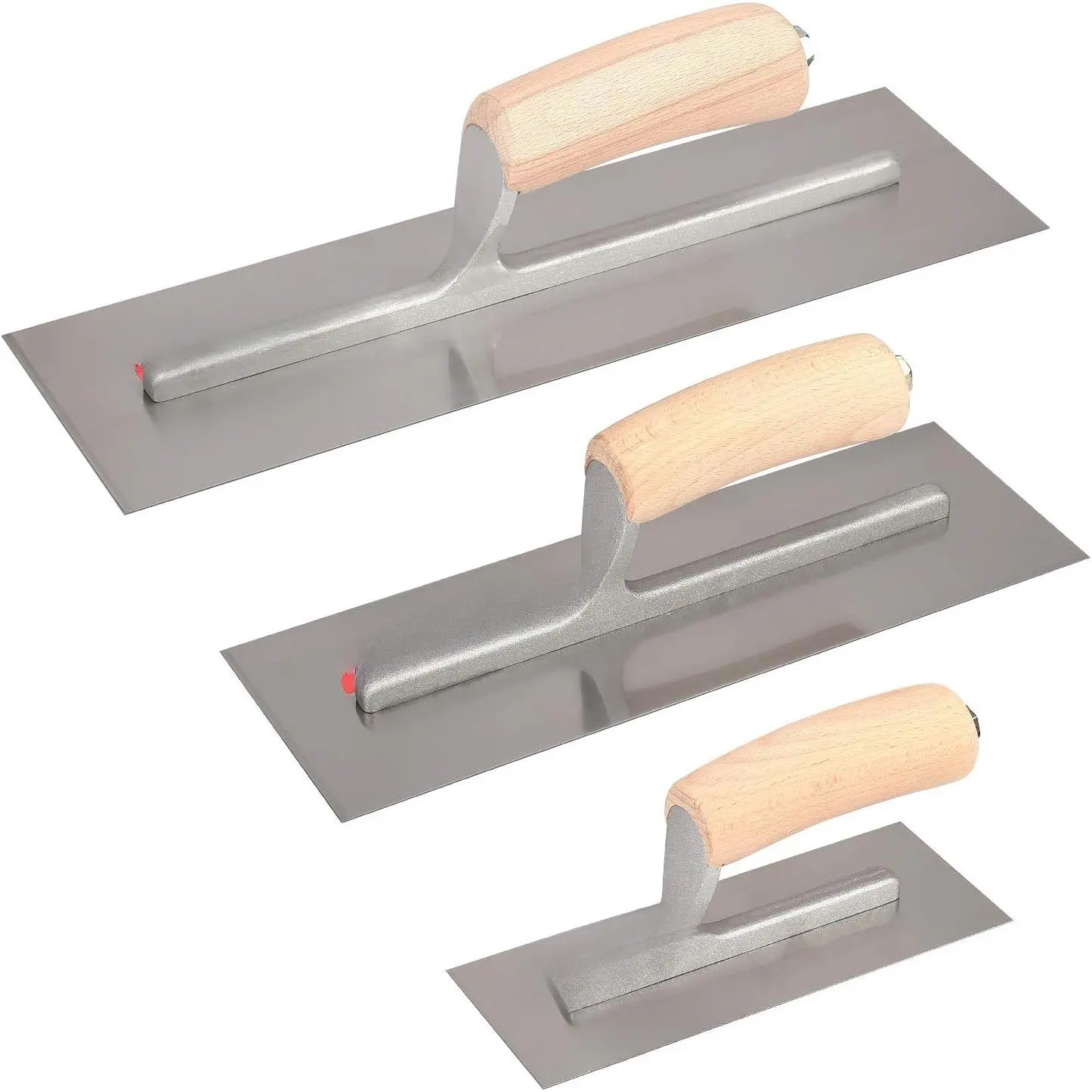 3 Pieces Drywall Trowel, Carbon Steel Finishing Masonry Trowel Set Includes 14'' x 4'', 12'' x 4'', 8'' x 3'', Lightweight Wood Handle, Plastering Trowel for Sheetrock Wallboard Plasterboard