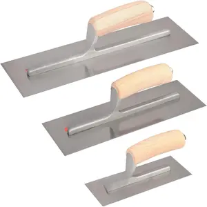 3 Pieces Drywall Trowel, Carbon Steel Finishing Masonry Trowel Set Includes 14'' x 4'', 12'' x 4'', 8'' x 3'', Lightweight Wood Handle, Plastering Trowel for Sheetrock Wallboard Plasterboard