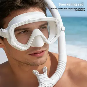Snorkeling two-piece set: diving goggles and fully dry snorkel, suitable for adults, can be fitted with prescription lenses