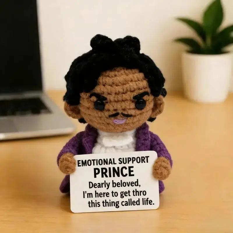 Emotional Support Prince Crochet Doll Handmade Comfort 3D Plush Collection Stuffed Animals Unique Appearance Soft Cozy Feel.