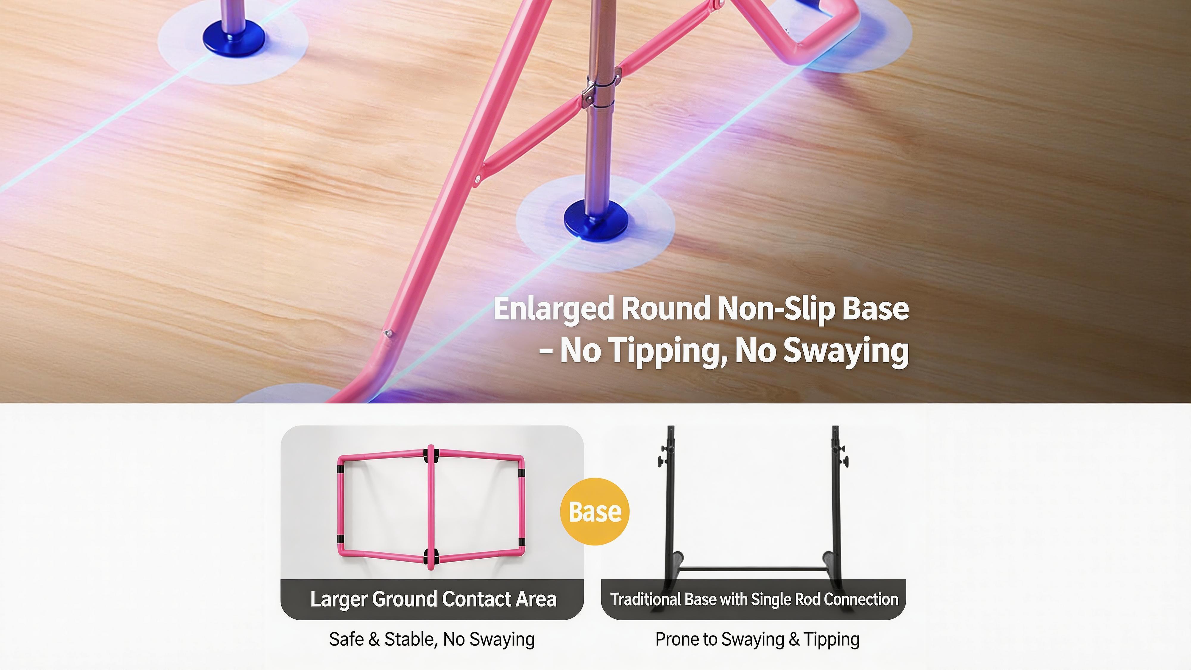 Aobtkel Gymnastics Bar for Kids withRings, Adjustable Height Folding Horizontal Bars,Junior GymnAdjustable Kids Gymnastics Bar - Foldable Horizontal Bar for Home, Safe Sturdy Training Equipment for Children, Perfect for Pull-Ups, Stretching, and Physical