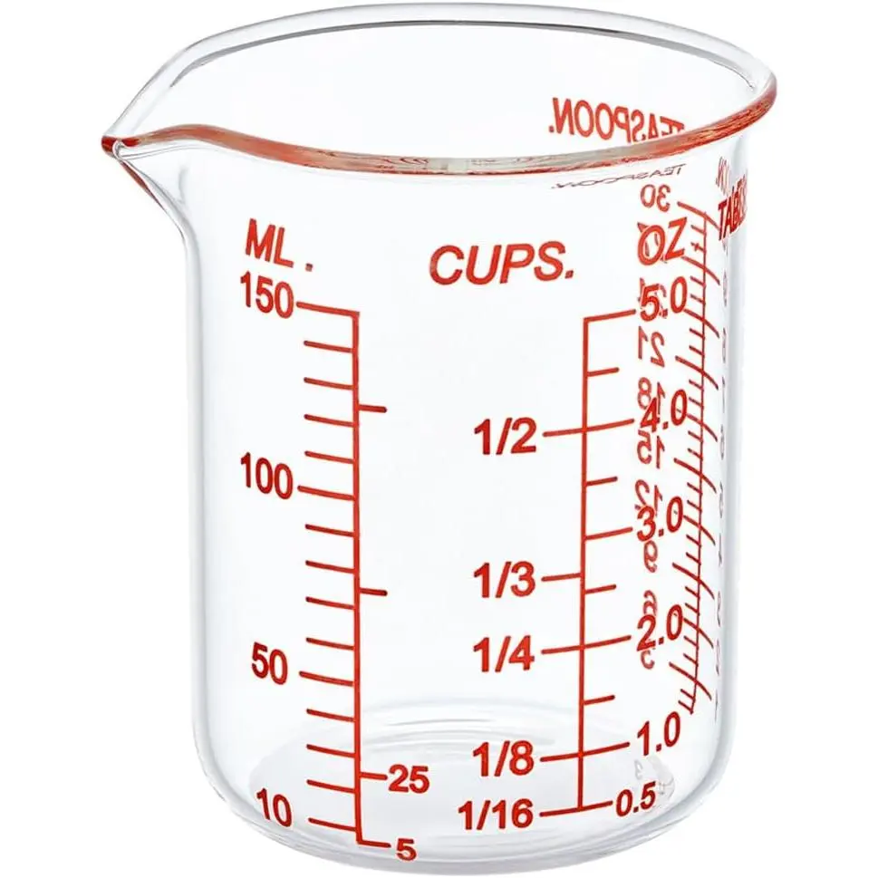 Borosilicate Glass Measuring Beaker - 150ml Easy-to-Read Tool Organizer Accessory for Kitchen, Restaurant, Everyday Use
