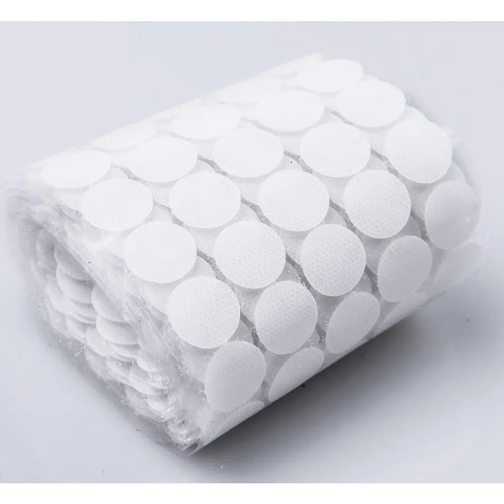 1000Pcs Sticky Back Hook Adhesive Dot Tapes, 3/4" Diameter, White