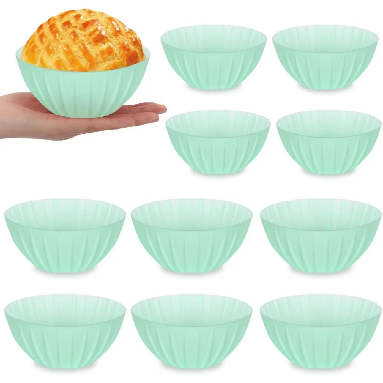 5 Inch Banneton Bread Proofing Basket Set of 10, Mini Small Banneton Basket Proofing Baskets for Sourdough Loaf Pans Bread Baking Supplies(Green)