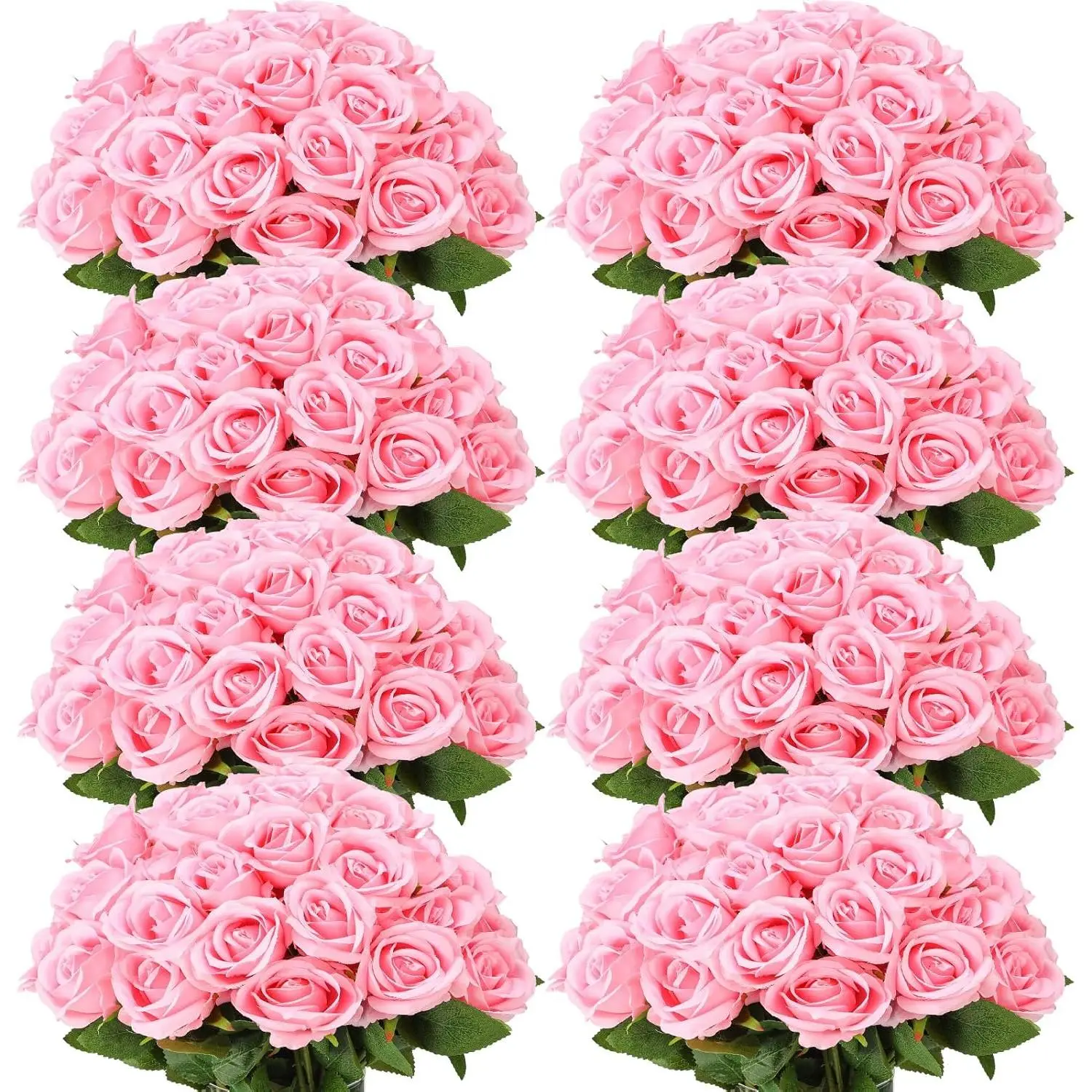 【Clearance Sale 】Pink Silk Artificial Roses Bulk Pack (96 Pcs) - Long Stem Decorative Flower Bouquet, Real-Lifelike Floral Decor for Wedding Table Centerpieces, Valentines Gifts, Flower Arrangements & Large Bunches, Lifelike Texture, Realistic Look