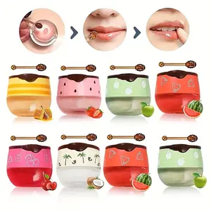 6-color set fruit lip mask and lipstick, honey jar, cartoon heart and cloud lip mask, strawberry honey