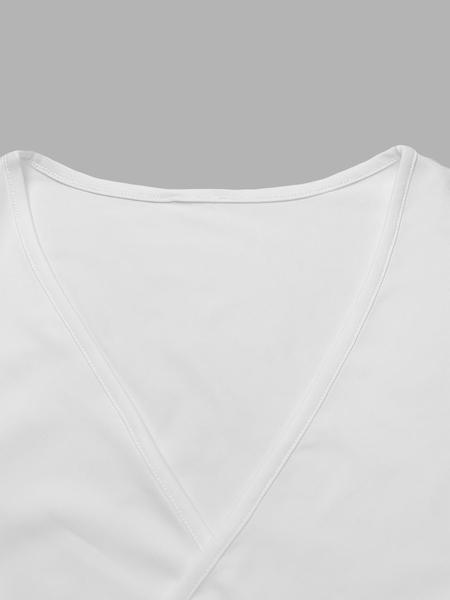 Women's Asymmetric Hem Crop Top with Ruffled Design, Casual Short Sleeve Hollow Out Blouse for Vacation Style, Trendy Summer Wear