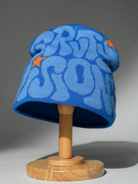 Men’s Letter Jacquard Spider Web Knit Hat Street Style Warm Beanie for Fall and Winter Fashionable Casual Winter Headwear