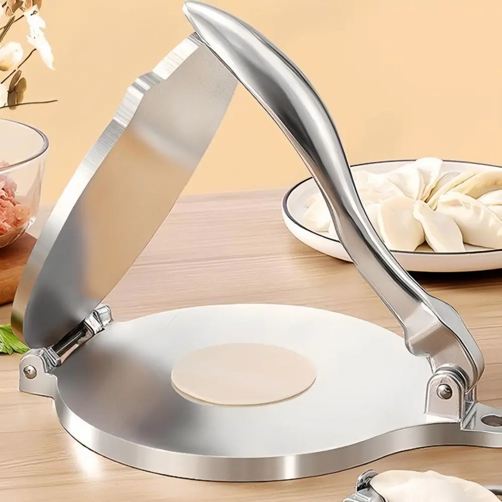 Aluminum Alloy Folding Handle Manual Pie Press, Home Use Uncoated Even Dough Tool, DIY Cornbread Dumpling Pastry Thin Bread Spring Roll Maker