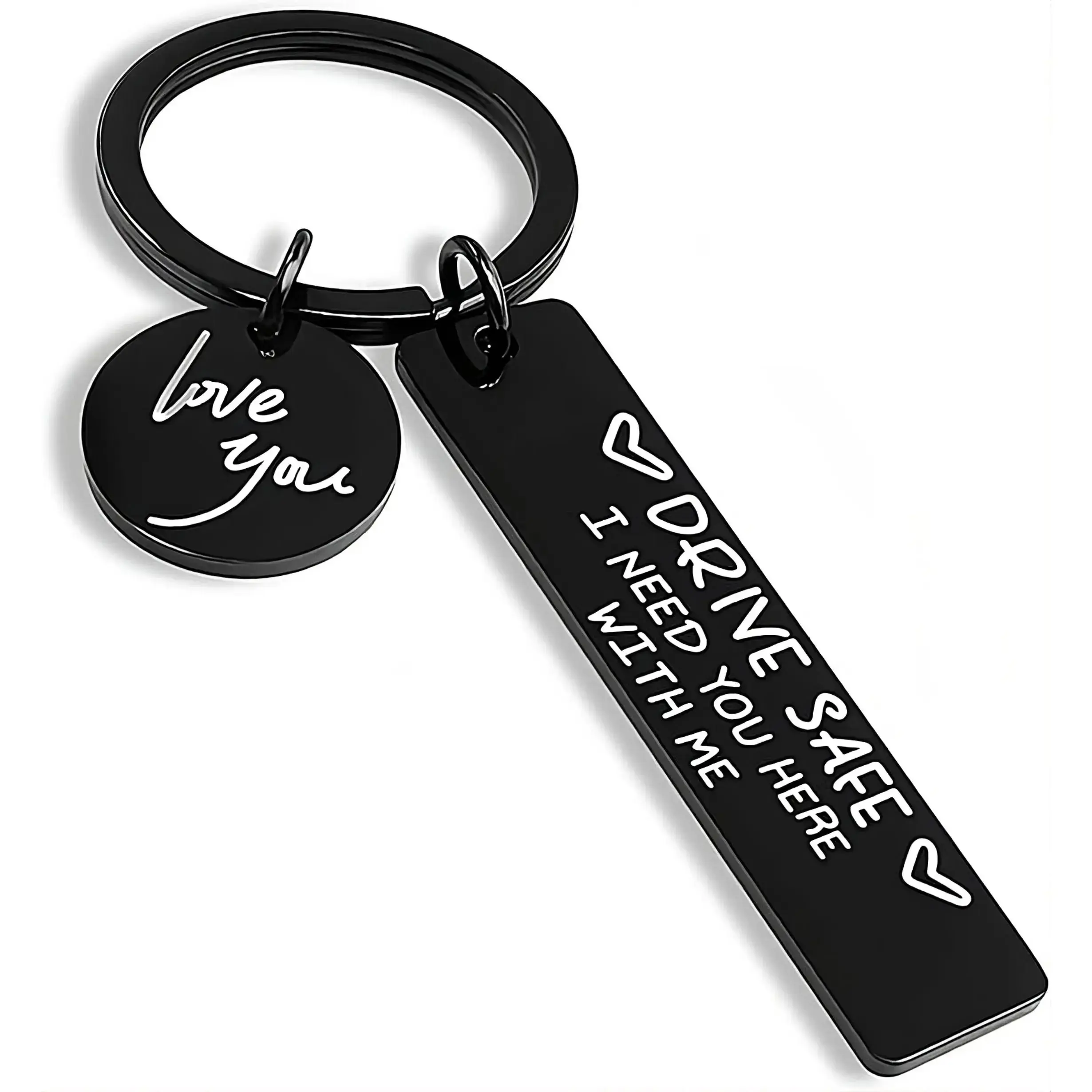 Stainless Steel Spanish-Style Customizable 26-Letter Double Ring Car Interior Decoration, Keychain with Chain, Anniversary Gift for Him, Valentine's Day Daily Wear Item