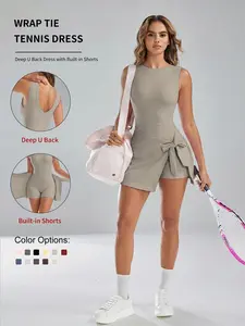 Anti-Chafing Women's Sleeveless Skort Jumpsuit – Tummy Control, Breathable 4-Way Stretch, Beach-to-Daily Slim Fit Romper