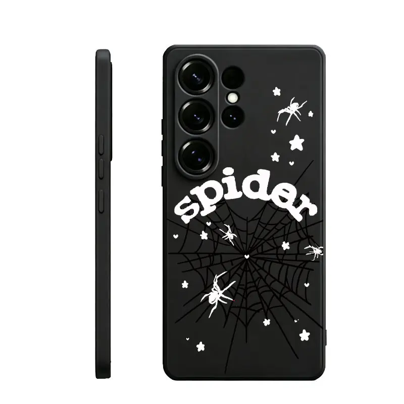 17,Aesthetic Shockproof Stylish Dark Spider Web TPU Black Back Smartphone Case - Soft Full Coverage Anti-Drop Casing for Samsung S21 Plus, S22, S23, S24, S25 FE, S26 Ultra & Google Pixel 9, 10 Pro XL