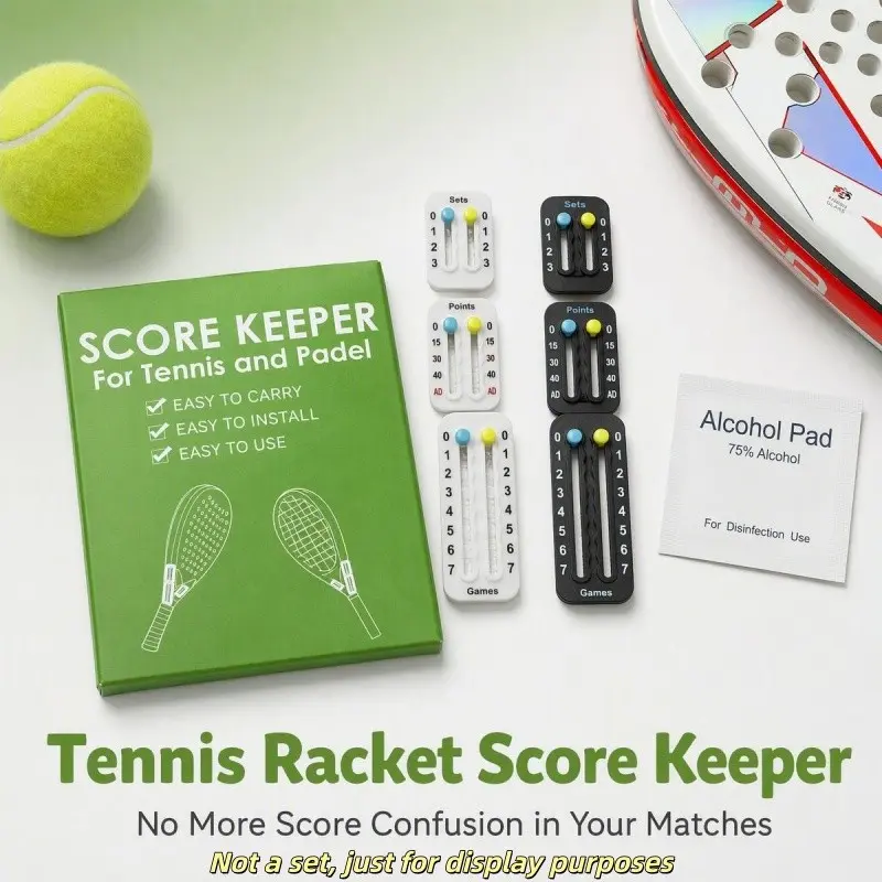 Tennis Racket Score Counter, Score Keeper, and, Real-Time Scoring, Lightweight 1.9g, Waterproof, Easy to Attach, Ideal for Tennis Training，padel accessories