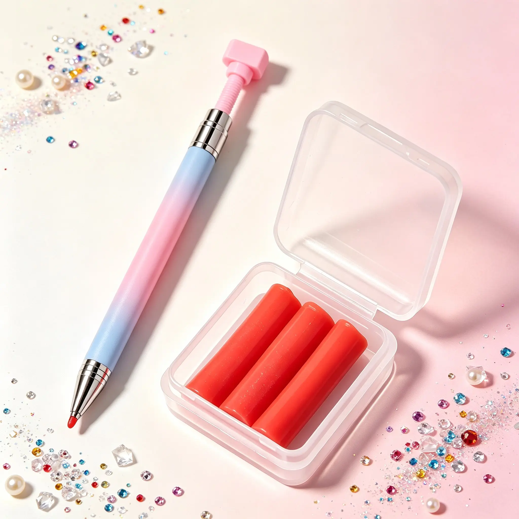 Nail Art Rhinestone Pick Up Wax Pen Set, Gradient Handle Nail Gem Applicator, DIY Nails & Small Craft Ornaments Tool, Gemstone Nails