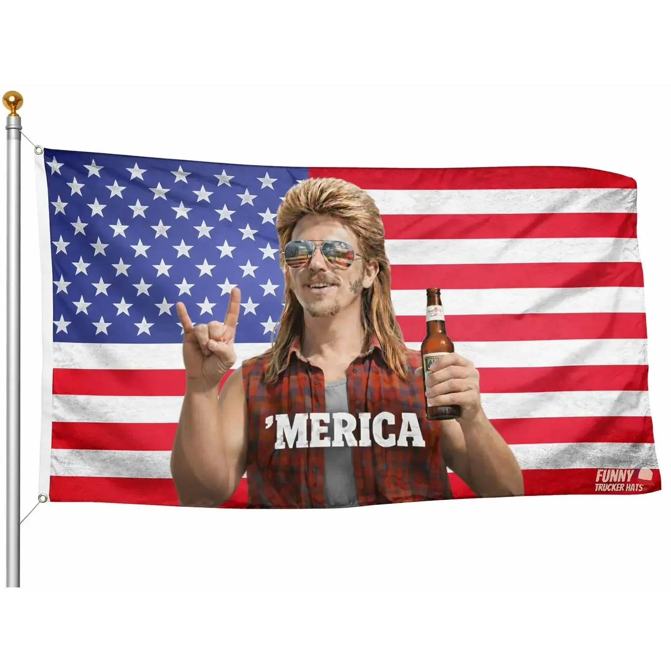 ’MERICA Mullet Man American Flag – Funny Patriotic Truck, Garage & Mud Muddin Flag – Perfect Gift Freedom Lovers Funny Flag tapestry banners mens
