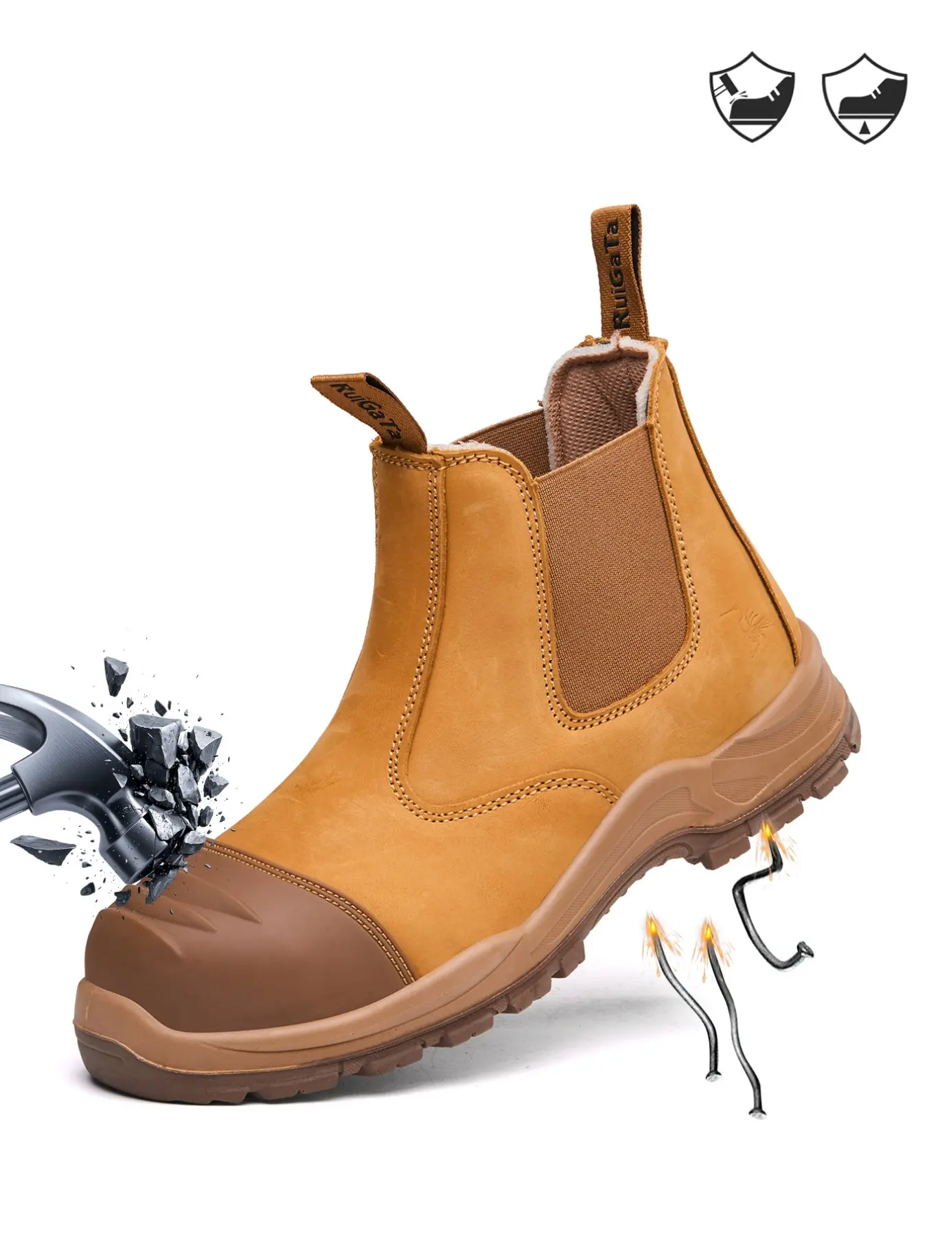 Men's Safety Shoes with Steel Toe, Anti-Puncture, Slip-Resistant, Durable, Comfortable Work Boots, Construction Site Protective Footwear