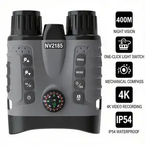 NV2185 Digital Night Vision Binoculars | Built-in Mechanical Compass, 400M Full Dark View, 8X Digital Zoom, 4K Video Rec, IP54 Waterproof, Dual IR & White Flashlight, 4500mAh Battery for Hunting Wildlife Camping Night Fishing