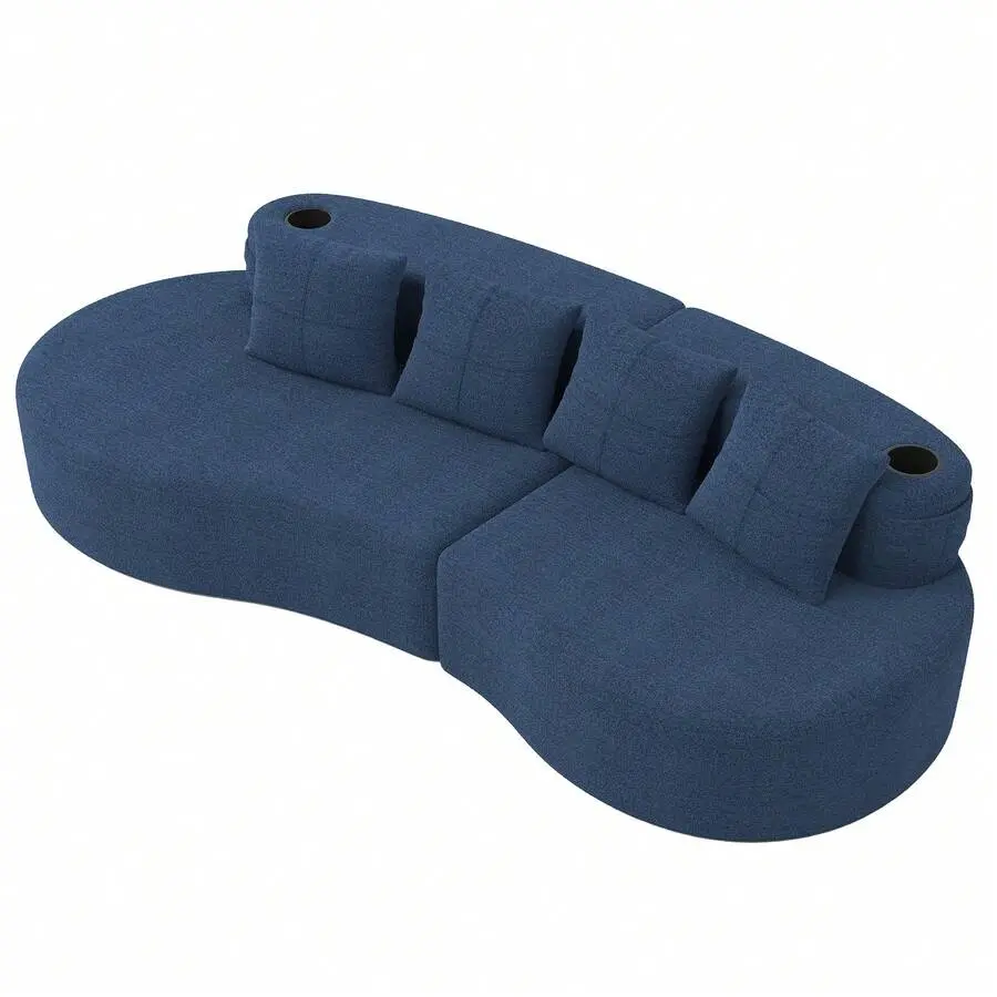 Rhomtree Modern Curved Sectional 3 Seat Minimalist Elegant Half Moon Sofa Compressed Modular Sectional Sofa Living Room, Office, Apartment