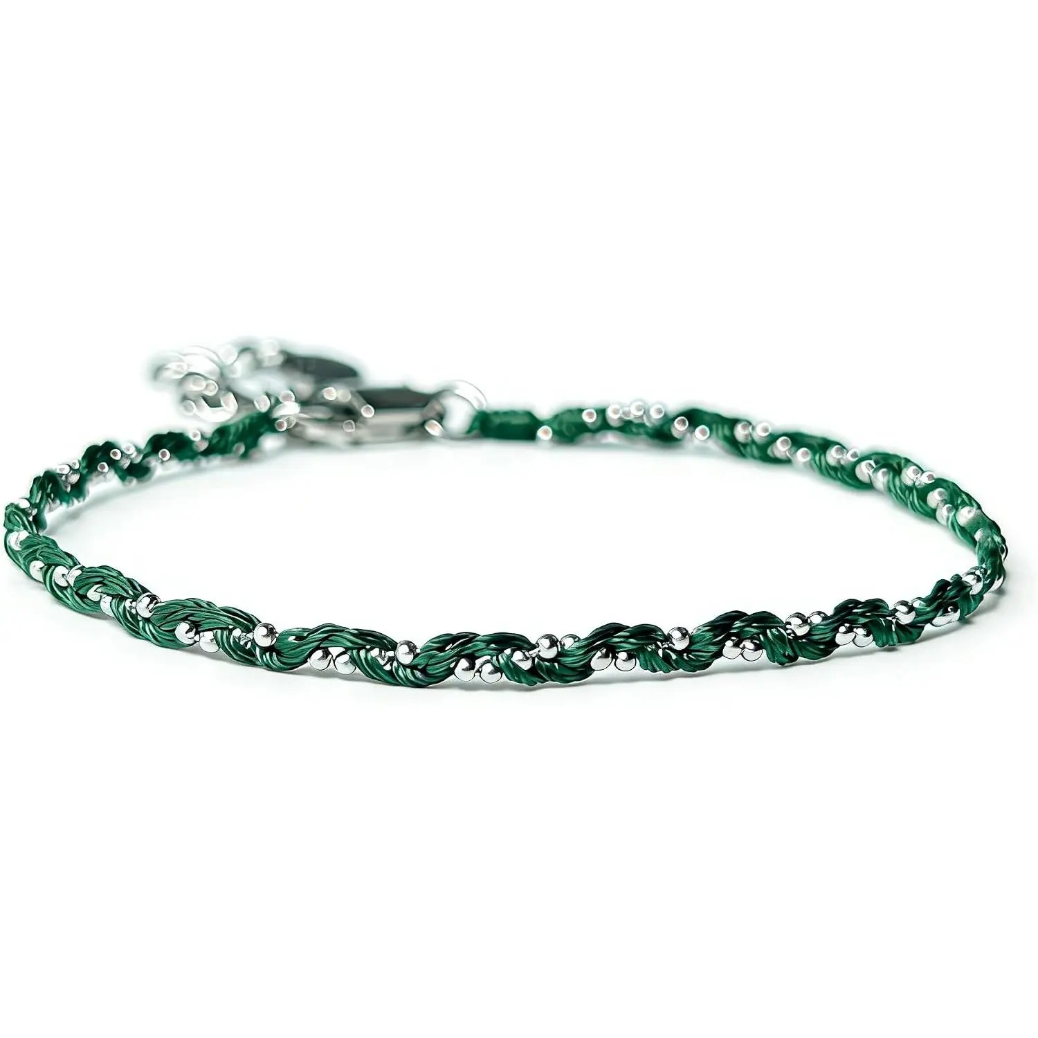 Braided Bracelet for Women Green String Bracelet with   Beads | 18k  Plated,Green Rope Bracelets,  Bracelet,Adjustable Bracelet,Delicate Strand Bracelet,Daily wear