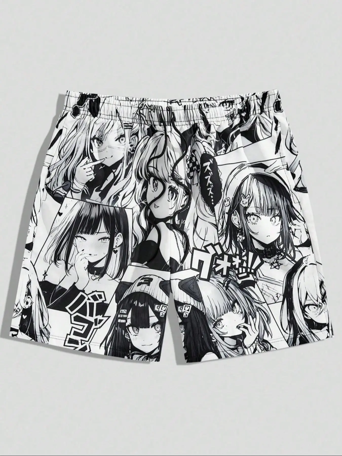 Men's Anime Print Boxer Brief Swimming Shorts, Shorts Swimwear, Regular Fit Casual Comfy Breathable Shorts for Daily Wear, Men's Bottoms for All Seasons