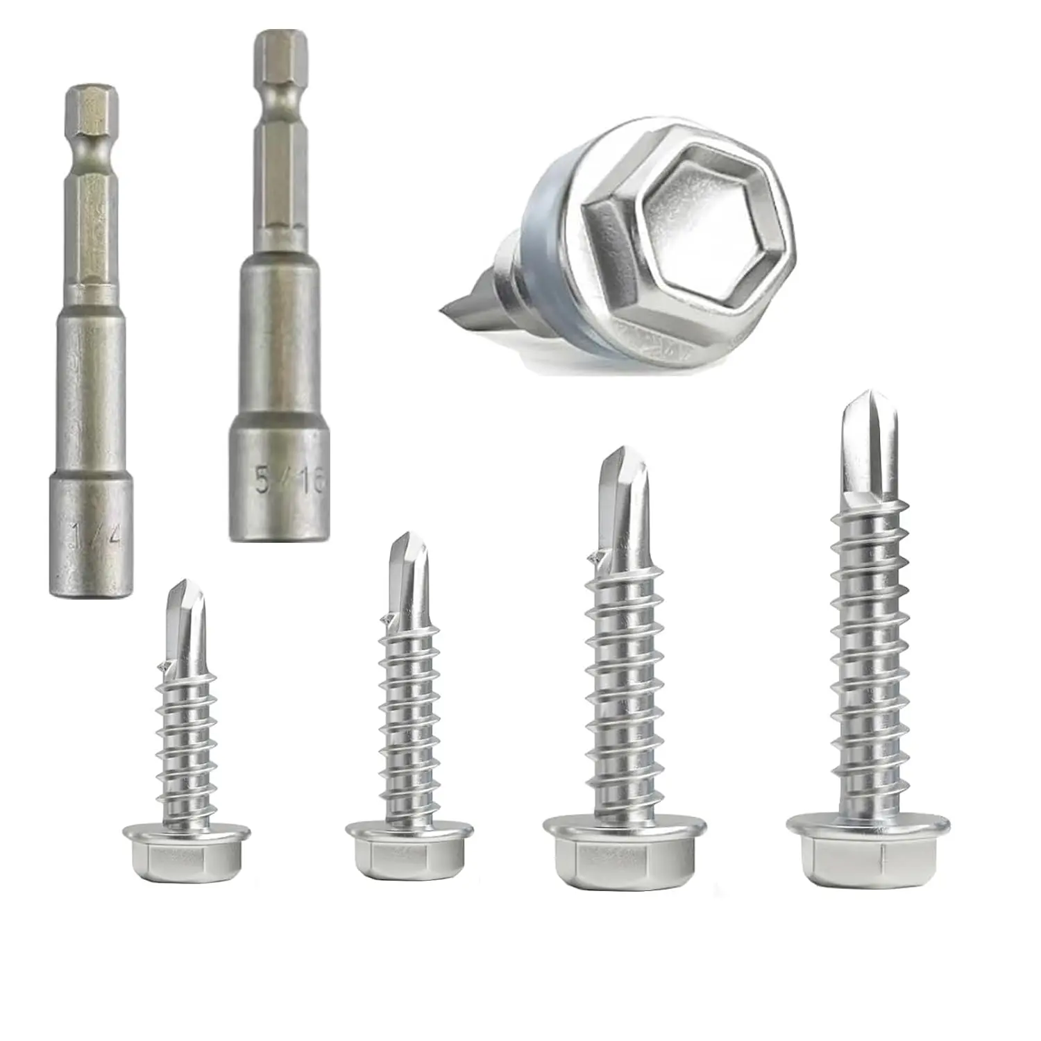 160 count #8 1/2" 3/4" #10 1" 1-1/2" Hex Washer  Self Drilling Screws, 410 Stainless Steel Metal Sheet Screws、Self Drilling、Self Tapping Screws,Sheet Metal