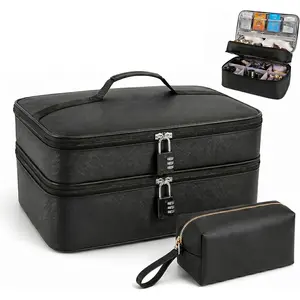 Discreet Lockable Bag for Private Items, Large 2-Layer Smell Organizer Case with Combination Locks, Private Toy Box with Detachable Travel for Bedroom, Home & Travel
