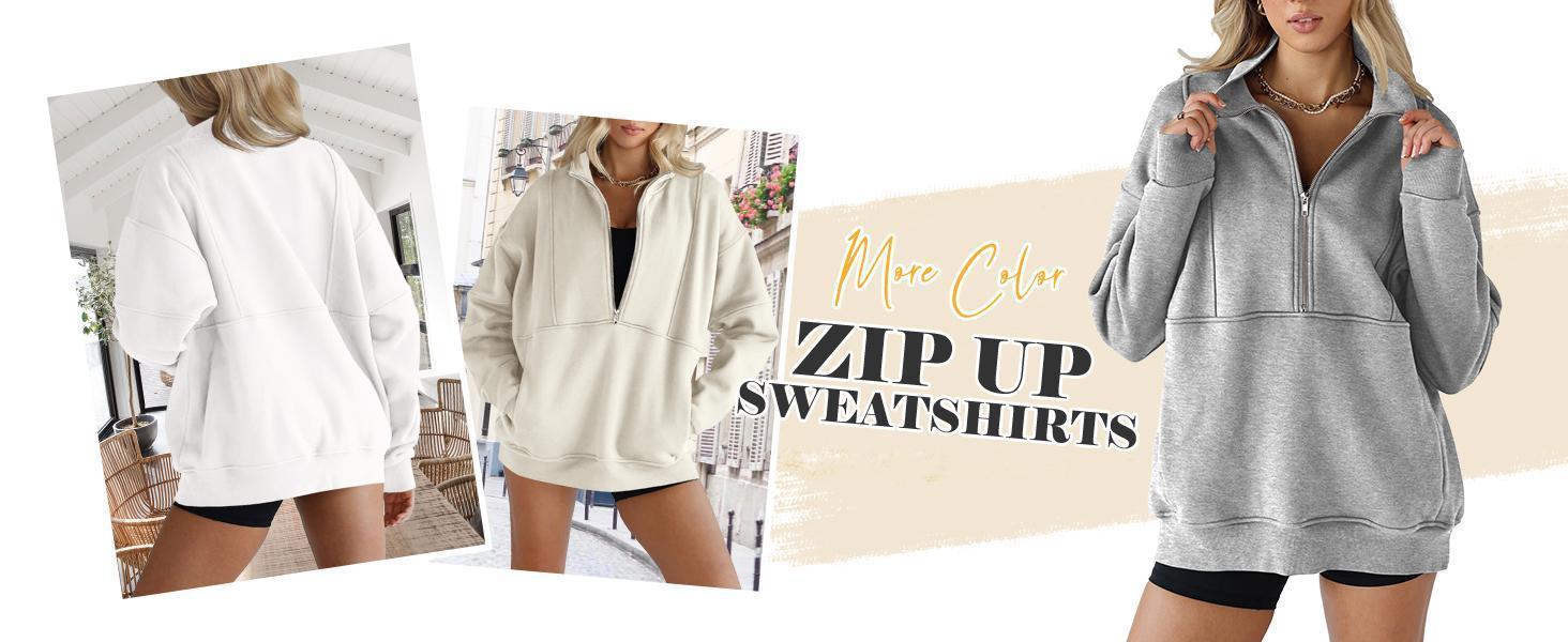 Imily Bela Women's Half Zip Sweatshirts Fleece Stand Collar Long Sleeve Thumb Hole Oversized Pullovers with Pockets