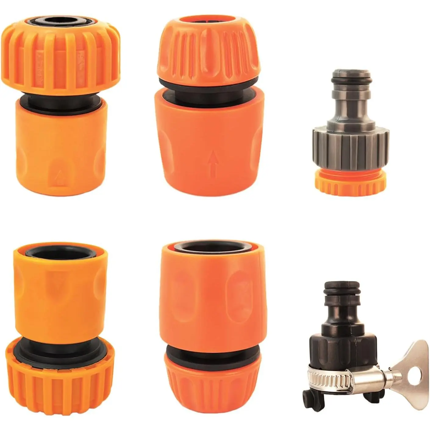 Garden Hose Quick Connect Fittings,1/2 Inch and 3/4 Inch Quick Release Hose Connector with  Tap Connector,for Garden Gardening,  Washing, Rv Water Filling,6PCS