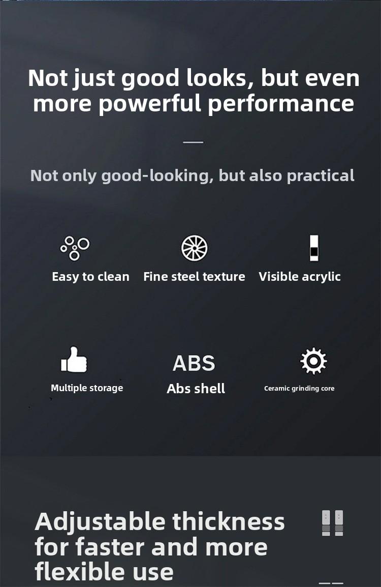 Gravity-sensing pepper mill, hot-selling household and outdoor sea salt & black pepper grinder in stock