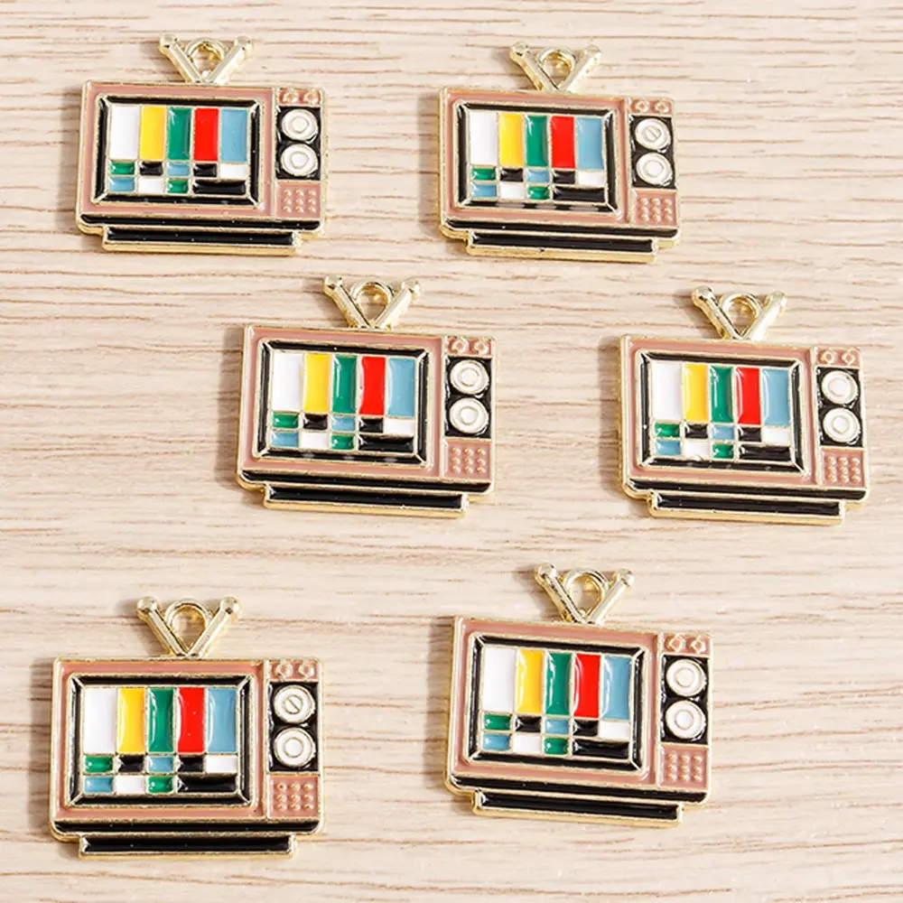 11pcs Oil Dripping Home Appliance Creative TV Pendant Pendant Jewelry Additions Earrings Necklace Keychain