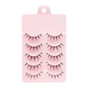 Natural Looking False Eyelashes Ultra Thin Black Stem Full Strip Fairy Lashes for Beginners