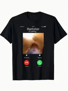 Tiktok Viral Hamster Print T-Shirt, Funny Real Photo Design, Unisex Streetwear Top, Casual Long Sleeve Tee for All Seasons