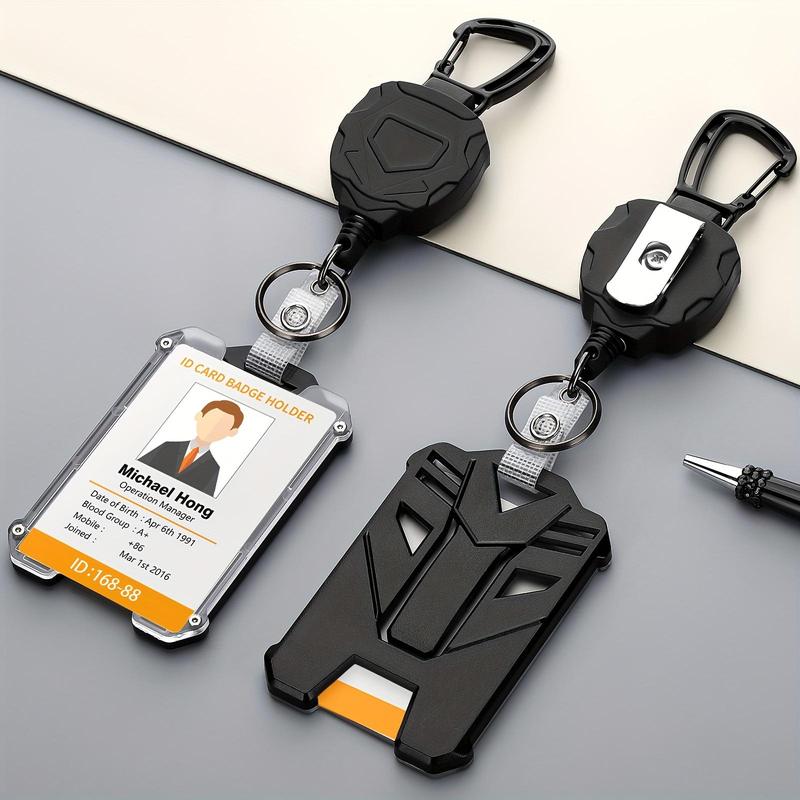 Retractable Heavy-Duty Badge Reel, 1/10 Sets Keychain Badge Reels with ID Card Holder, Portable Hard Plastic ID Holder for Students and Workers #TOP PICKS