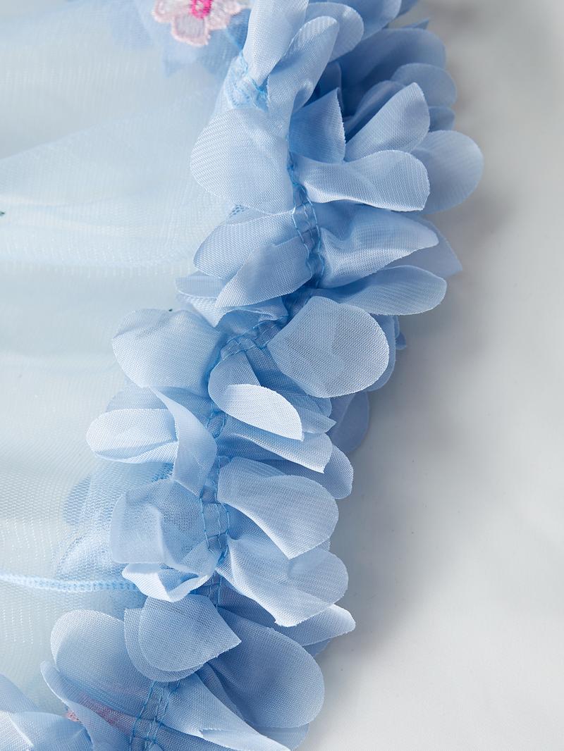 Women's Floral Embroidery Ruffle Hem Cami Nightdress, Adjustable Spaghetti Strap Criss Cross Backless Sheer Nightgown, Soft Comfortable Sleepwear for Women, Strap Chemise Nightgown