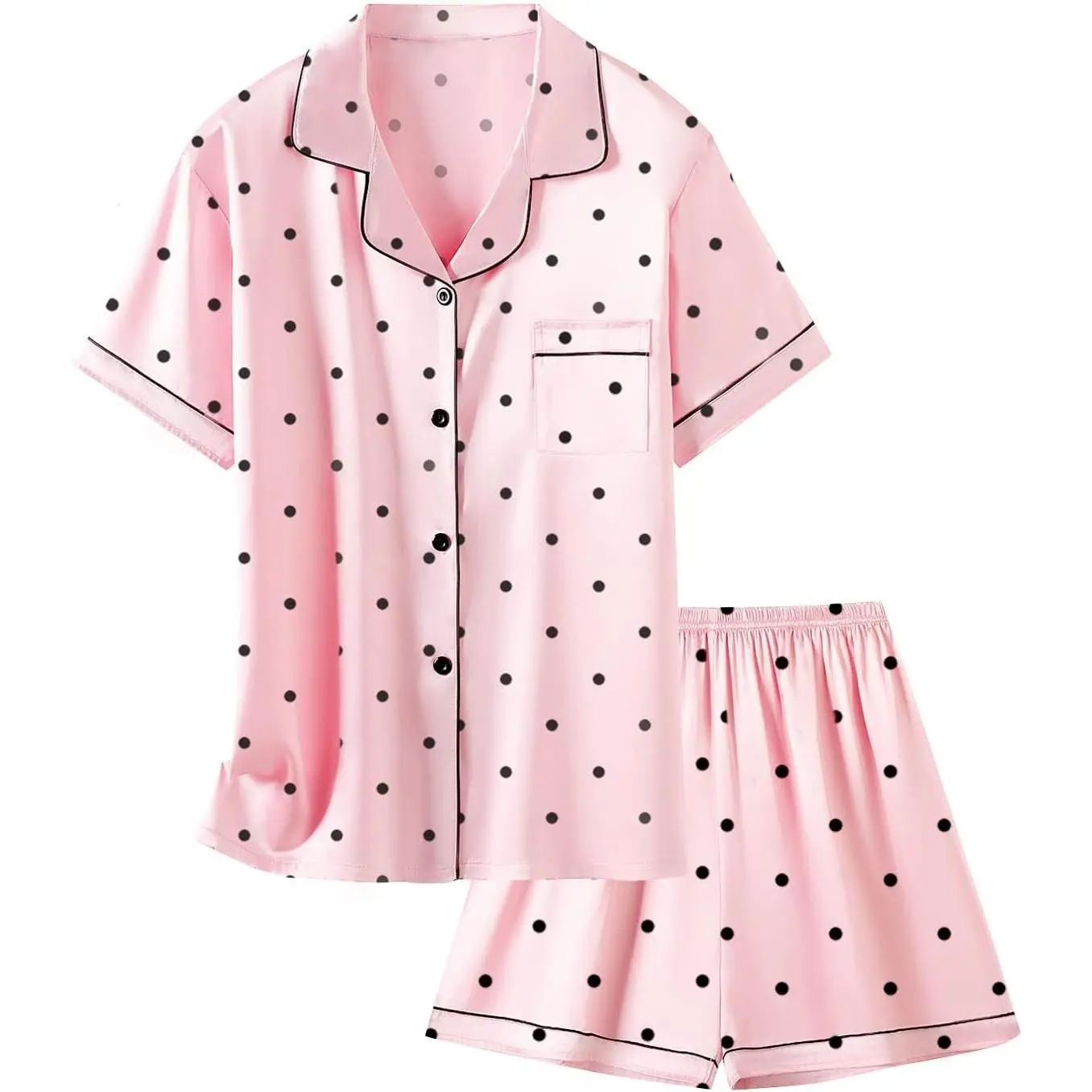 Girls & Womens Satin Pajamas Set, Silk Button-Down Sleepwear 2 Piece Nightwear, 3 Years - Women XXL