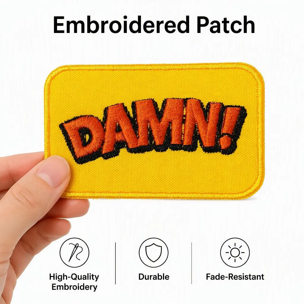 Damn Embroidered Patch Funny Text Label Decoration Badge iron on & sew on for Clothes Backpacks Hats & Everything