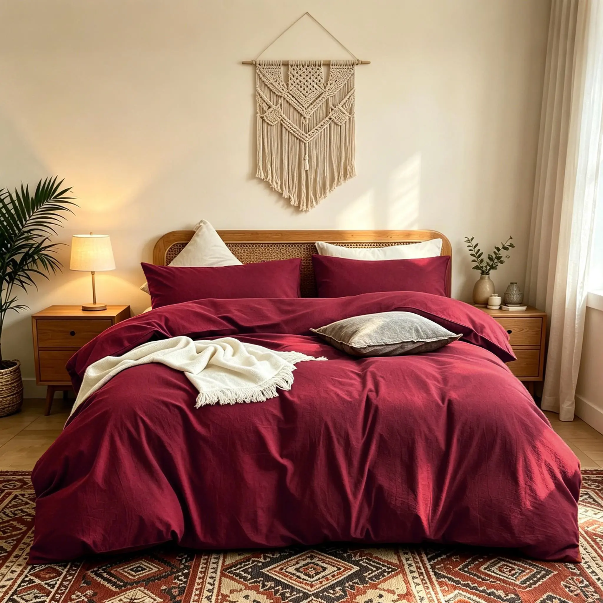 3-Piece 100% Ultra Soft Washed Brushed Duvet Cover Set, Comfy Bed Sets, 1 Duvet Cover & 2 Pillowcases, No Fillers, Solid Burgundy Brick Red Tone, Super King Plus Size