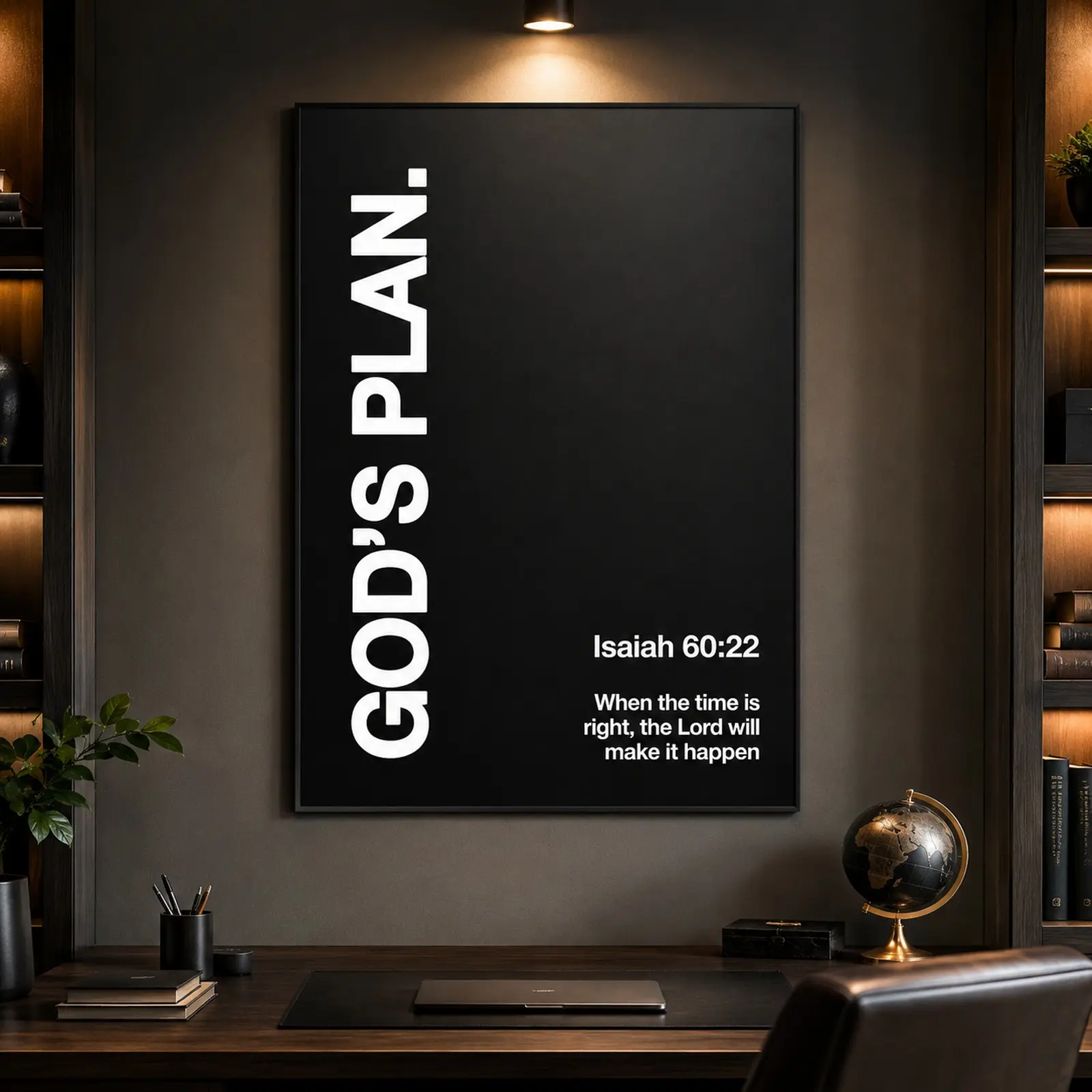 God’s Plan Bible Verse Wall Art, Black and White Religious Wall Hanging, Inspirational Home and Office Decor, Ready-to-Hang Christian Gift, Prayer Room Decor, Scripture Poster, Faith-Based Wall Art, Religious Canvas Print, Minimalist Frame