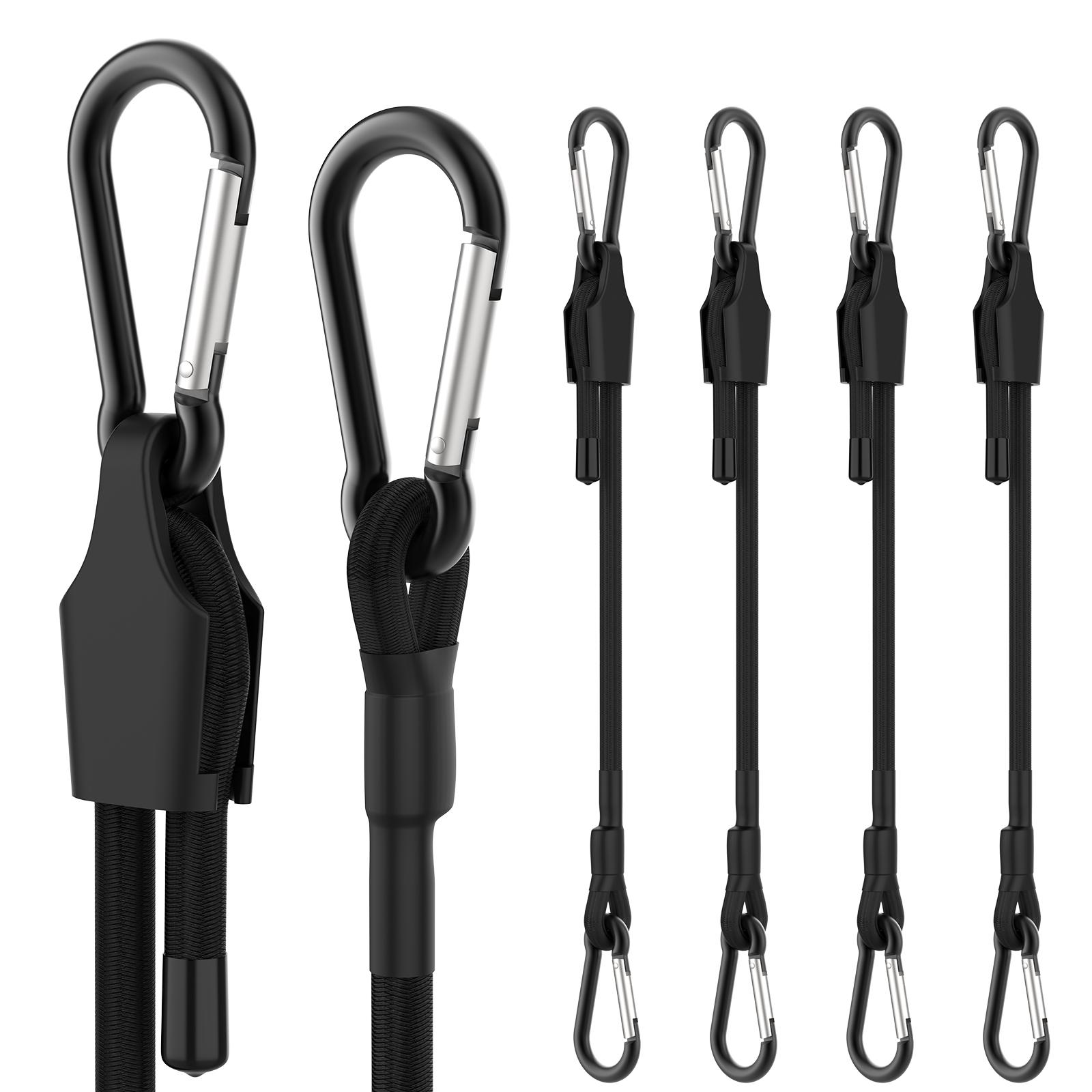 36 Inch Adjustable Bungee Cords with Carabiner Hooks, 4 Pack Heavy Duty Outdoor Super Elastic Bungee Straps Easily Adjust from 8" to 42" for Cargo, Bike, Luggage, Carts, Truck