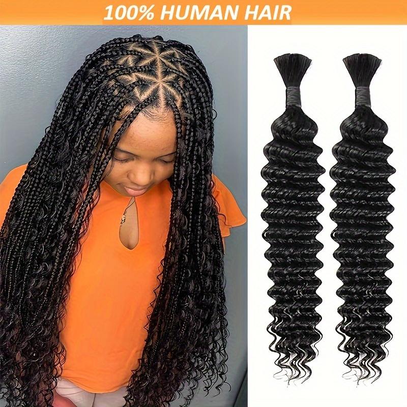 Unprocessed Bulk Human Hair for Braiding,  One Pack with Two Bundles Weighing 100g -Deep Wave Hair Is Perfect for Micro Braids And Comes in Natural Colors, Ranging from 18 to 26 Inches.