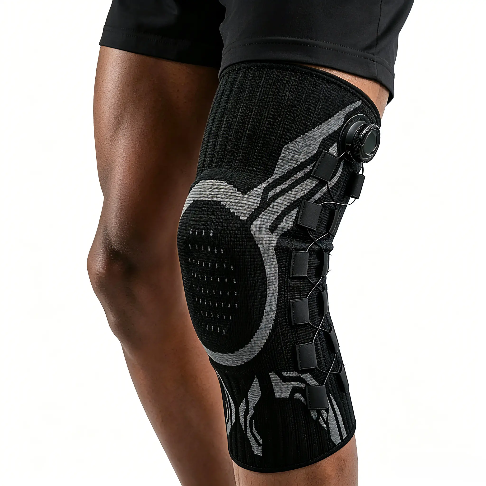 Professional Dial Knee Brace with Patella Gel Pad, Dual Side Stabilizers & Adjustable Compression Sleeve - Customizable, Multi-Size, Durable Neutral Wrap for Gym Exercise, Cycling, Accelerating Blood Circulation & Father's Day Gifting work kneepads