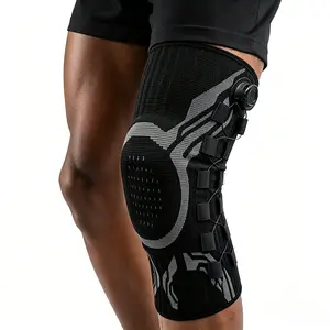 Professional Dial Knee Brace with Patella Gel Pad, Dual Side Stabilizers & Adjustable Compression Sleeve - Customizable, Multi-Size, Durable Neutral Wrap for Gym Exercise, Cycling, Accelerating Blood Circulation & Father's Day Gifting work kneepads