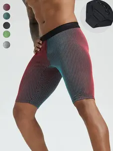Men's Colorblock Striped Print Compression Shorts, Quick Drying Breathable Comfortable Shorts, Men's Bottoms for Gym Workout Running