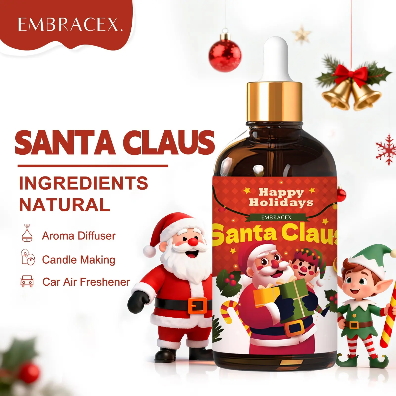 100ML Santa Claus Essential Oils, Christmas Gift, Plant Oil, Holiday Atmosphere, Diffusers, DIY Soap/candles, Air Freshener, Body Massage