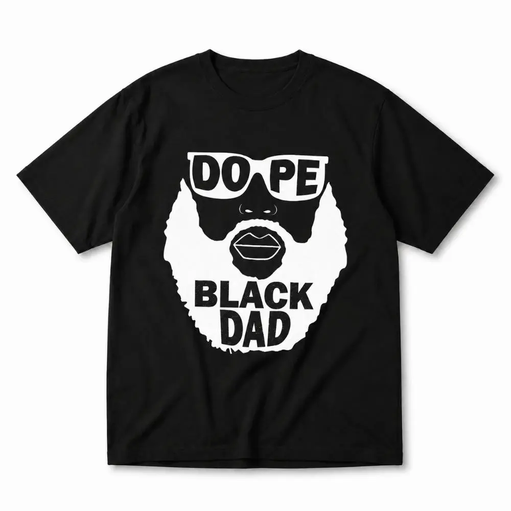 Men's Graphic T-Shirt, Dope Black Dad Beard Print, Casual 100% Cotton Tops with Round Neck, Short Sleeve Streetwear Gift for Fathers, Shortsleeve, Menswear, Clothes