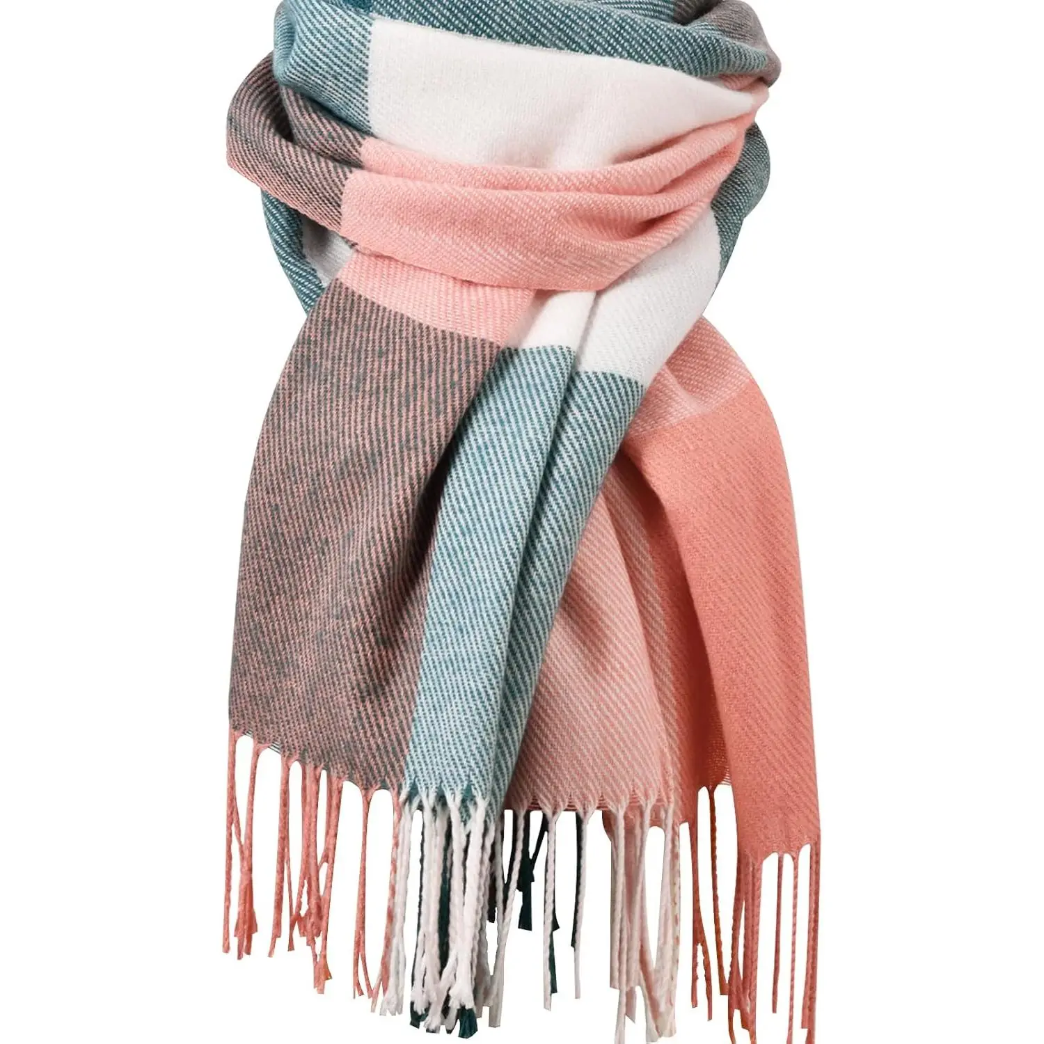 Women's Winter Plaid Lattice Long Scarf - Cashmere Feel Rectangular Blanket Length Pashmina Wrap (Baby & Maternity Fashion Accessory)