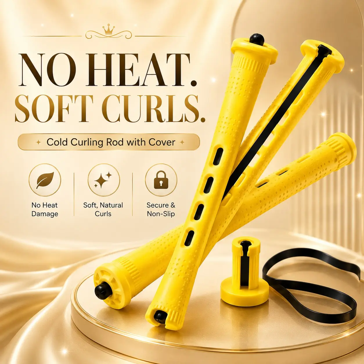 10/20/30/40/50/60Heatless Curling Rods with Secure Caps & Elastic Straps, Reusable Non-Slip Cold Wave Perm Rollers for Tight, Natural, Loose & Voluminous Curls, 8 Size Options for Home Salon Hair Styling, Heatless Styling Tool