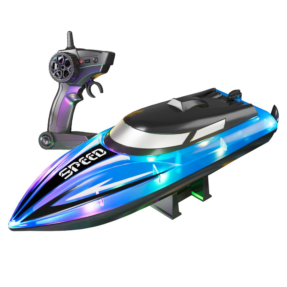 Fast RC Boat for Boys – Dual Motor High Speed Remote Control Toy with Glow Light & Waterproof Hull, 2.4GHz Racing Boat for Pool Lake, Best Birthday Gift for Kids Teenagers