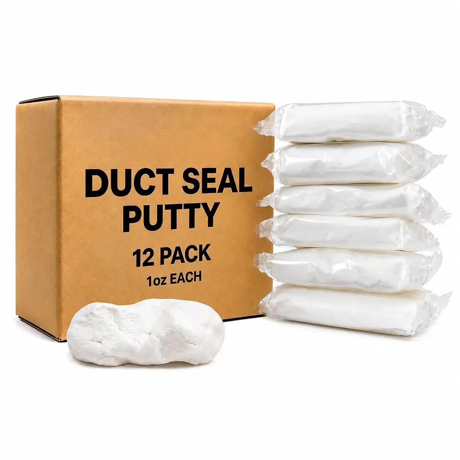 Duct Seal Putty, 12 Pack, Moldable Gap Filler for Wall & Pipe Gaps, Non-Hardening, Blocks Drafts, for HVAC Openings & Electrical Entry Holes, Seal Compound, 30g Each