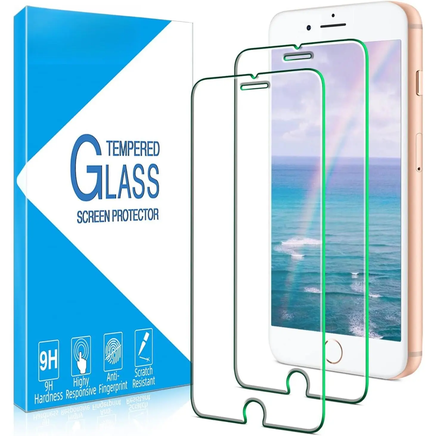 2 Pack Screen Protector For  8 Plus, 7 Plus, 6S Plus, 6 Plus | Tempered Glass, Bubble Free, Case Friendly, Easy to Install